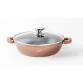 Produktbild: WOK Servierpfanne Schmorpfanne/ Niedrigtopf/ Kochtopf Induktion Ø24cm Aluguss Topf Pfanne Silikon-Griffe Copper