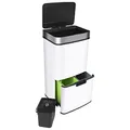 Produktbild: Ribelli Edelstahl - Mülltrennsysteme mit 3+1 Fächer - Mülleimer mit Sensor - 72 Liter (2x12 + 1x48 L) - Design Treteimer aus Edelstahl - Weiß