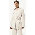 Produktbild: comma Hemdjacke Indoor-Jacke Overshirt in Lederoptik mit abnehmbarem Gürtel beige 46 EU