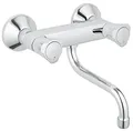Produktbild: GROHE Costa, Küchenarmatur für die Wandmontage (Wasserhahn für die Küche, Schwenkbereich 360°, wärmeisoliert, Spültischtarmatur mit Metallgriffen), chrom, 31187001