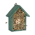 Produktbild: Relaxdays Insektenhotel, Nisthilfe für Bienen & Wespen, HBT 20 x 17 x 8,5 cm, Garten, Balkon, Bienenhotel, Holz, grün