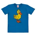 Produktbild: Logoshirt®️ Die Sendung mit der Maus I Ente I Bio T-Shirt Print I Kinder I Mädchen & Jungen I kurzärmlig I blau I Lizenziertes Originaldesign I Größe 152