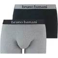Produktbild: Bruno Banani Boxer Flowing (2er Pack) mit kontrastreichem Logobund grau|schwarz M (5)
