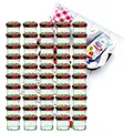 Produktbild: MamboCat 50er Set Sturzglas 125 ml Marmeladenglas Einmachglas Einweckglas to 66 Obst Dekor Deckel incl. Diamant-Zucker Gelierzauber Rezeptheft