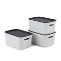 Produktbild: Jive Dekobox 3er-Set Aufbewahrungsbox 5l mit Deckel, Kunststoff (PP recycelt), weiss/anthrazit, 3x5l (26.5 x 18.5 x 13.2 cm)