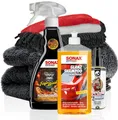 Produktbild: Autowäsche Set - SONAX: Autoshampoo Konzentrat, Felgenbeast Felgenreiniger - Detailmate: Trockentuch, Waschhandschuh - Nuke Guys Lufterfrischer Duftspray - Autoreinigungsset Aussen