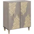 Produktbild: vidaXL Sideboard Grau und Gold 60 x 33 x 75 cm Massivholz Mango 4018774