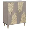Produktbild: vidaXL Sideboard Grau und Gold 60 x 33 x 75 cm Massivholz Mango