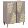 Produktbild: vidaXL Sideboard Grau und Gold 60 x 33 x 75 cm Massivholz Mango