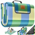 Produktbild: KESSER® Picknickdecke campingdecke XXL 200 x 200 cm - wärmeisoliert mit wasserdichter Unterseite mit Tragegriff Faltbare Stranddecke Picknickdecken für 4-6 Personen Waschbar Picknick Decke Blau