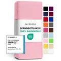 Produktbild: Jacobson Spannbettlaken aus 100% Baumwolle, Jersey Bettlaken 160 g/m2, Spannbetttuch mit Gummizug, OEKO-TEX®, pflegeleicht, viele Farben rosa 120 - 130 cm x 200 cm