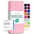 Produktbild: Jacobson Jersey Spannbettlaken Spannbetttuch Baumwolle Bettlaken (120x200-130x200 cm, Rosa)