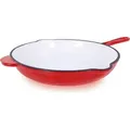 Produktbild: Echtwerk Bratpfanne Gusseisen Emaille-Beschichtung Gusseisenpfanne mit zwei Griffen Creme, Ø 26,5 cm,, Farbe:Rot - Rot