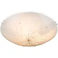 Produktbild: GLOBO Deckenlampe weiß Schlafzimmerlampe modern Deckenleuchte rund, Designlampe 3-flammig Glas Kristalle Muster, Metall chrom, 3x E27 Fassung, DxH 40x8 cm
