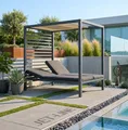 Produktbild: Liegepavillon Gartenpavillon Gartenzelt Aluminium Pavillon BACCARO weiß Pergola