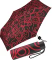 Produktbild: Pierre Cardin Taschenregenschirm winziger Damen-Regenschirm mit Handöffner, mit rotem Kreise-Muster auf schwarzem Grund