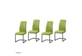 Produktbild: HTI-Line Freischwinger Schwingstuhl 4er Set PU grün SallyP (Set, 4 St), Freischwinger Esszimmerstuhl Kunstleder