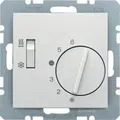 Produktbild: Berker 20298989 Temperaturregler, Wechsler mit Schalter Heizen/Kühlen, S.1/B.3/B.7, polarweiß glänzend