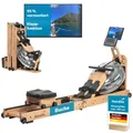 Produktbild: Skandika Wasserrudergerät Holz klappbar Nytta | Holz Rudergerät Wasser mit 45° Tank, 95% aufgebaut, schneller Aufbau, aus massiver europäischer Buche, Kinomap App kompatibel, Rudergerät für Zuhause