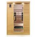 Produktbild: Dewello® Infrarotkabine Infrarotsauna Laval Plus 135cm x 105cm für 1-2 Personen aus Hemlock Tannenholz mit Keramikstrahlern, LED-Farblicht, Bluetooth, FM,MP3,USB