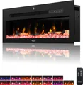 Produktbild: TroniTechnik® Wandkamin Panorama Elektrokamin LED Flammeneffekt Elektrisch Timer 12 Farben inkl. Kristalle 900/1800W