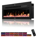 Produktbild: TroniTechnik® Wandkamin Panorama Elektrokamin LED Flammeneffekt Elektrisch Timer 12 Farben inkl. Kristalle 900/1800W