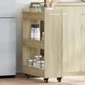 Produktbild: vidaXL Schrank mit Rollen Sonoma-Eiche 60x22x79 cm Holzwerkstoff