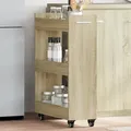 Produktbild: Vidaxl - Schrank Mit Rollen Sonoma-eiche 60x22x79 Cm Holzwerkstoff