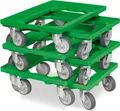 Produktbild: 6x Logistikroller/Kistenroller für Behälter 600 x 400 mm, Tragkraft 250 kg, grün