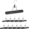 Produktbild: Hosenspanner Holz, 12 Stück, 360° Drehbarer Haken, Filzschutz, Hbt 17 X 25 X 2,3cm, Kleiderbügel Hose, Schwarz - Relaxdays