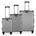 Produktbild: HOMELUX Trolleyset Größe M, L, XL Reisekoffer Alu-Rahmen ABS & TSA Schloss 3 tlg. Trolley Hartschalen koffer Set 2402 Silber