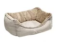 Produktbild: HUNTER Hundesofa ASTANA, kuscheliges Hundebett mit Karo-Design, Wendekissen mit Plüsch, hoher Rand für Geborgenheit, abnehmbarer Bezug, waschbar, Farbe: beige, Größe: M