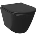 Produktbild: Alpenberger Moderne Toiletten für Bad und Gäste WC | Wand WC Schwarz Matt | Kloschüssel mit Absenkautomatik Toilettendeckel | Spülrandloses Hänge WC