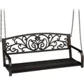 Produktbild: Hängebank, 2-sitzer, Metall, Hbt: 190x133x55 Cm, Schaukelbank Outdoor, Vintage Gartenschaukel, Schwarz/bronze - Relaxdays