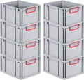 Produktbild: SuperSparSet 8x Eurobox NextGen Color | HxBxT 22x30x40cm | 20 Liter | Griffe rot geschlossen | Glatter Boden | Eurobehälter, Transportbox, Transportbehälter, Stapelbehälter