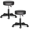 Produktbild: DeubaXXL DE Rollhocker 2er-Set Kunstleder Schwarz 360° drehbar 995462