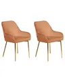 Produktbild: Esszimmerstuhl 2er Set Samt orange mit goldenen Metallbeinen Retro Loverna