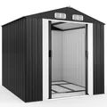 Produktbild: XXL Gerätehaus Geräteschuppen 5m² Metall Gartenhaus Schiebetür 9m³ Gardebruk