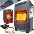Produktbild: MONZANA® Gasheizung GH4500 Innenräume 4200W Gasofen 3 Heizstufen inkl. 50cm Gasschlauch Gasdruckregler Keramikheizplatten Camping Gasheizofen mobil - Schwarz