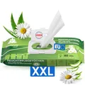 Produktbild: Harmony Care® Premium Feuchttücher für Erwachsene XXL für die alltägliche Pflege – Feuchtpflegetücher extra dick mit geprägter Struktur - Intimpflegetücher Alkohol- und Parabenfrei - 80 Stück
