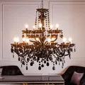 Produktbild: Kronleuchter BLACK CRYSTAL 80cm Schwarz Acryl 15-armig Lüster Hängeleuchte Lampe