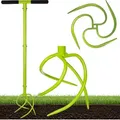 Produktbild: GARDLOV Handkultivator Garten – Spatenloser Bodenlüfter mit Verstellbarem Stiel, 4 Spiraligen Zinken - Ergonomischem Griff, Ideal für Beete, Ge...