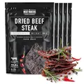 Produktbild: The Meat Makers Peppered Beef Jerky Steak (500g) - Getrocknetes Rindersteak Proteinreiches Rindfleisch Dörrfleisch Trockenfleisch Für Menschen Trocken Fleisch Beef Jerky Snack.