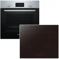 Produktbild: BOSCH Backofen-Set 3D Heißluft Teleskopauszug Edelstahl + PKM Induktionskochfeld Herdset