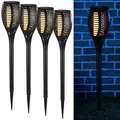Produktbild: Lunartec 4er-Set LED-Solar-Gartenfackeln mit Flammen-Effekt und Akku, 58 cm