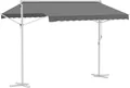 Produktbild: Outsunny Standmarkise Gartenmarkise Markise mit Faltarm Kurbel Terrasse Grau 3x3m