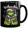 Produktbild: MoonWorks® Tasse Weihnachten fallt aus Grinch Geschenkidee Weihnachtsmuffel Kaffebecher mit Aufdruck Lustig Schwarz standard