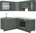 Produktbild: Eckküche Vicco Fame-Line Grün-Gold Landhaus/Anthrazit 190 x 46 cm ohne Arbeitsplatte, Model 38045