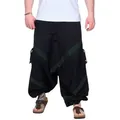 Produktbild: KUNST UND MAGIE Haremshose Haremshose Herren Unisex Baumwolle – Goa Hose mit Taschen Aladinhose schwarz 3XL