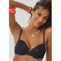 Produktbild: Push-up-BH VIVANCE, Damen, Gr. 75, Cup AA, blau (midnight blau), Microtouch, Obermaterial: 60% Polyamid, 35% Polyester, 5% Elasthan, BHs Push-up-BH, rundherum mit floraler Spitze, Dessous